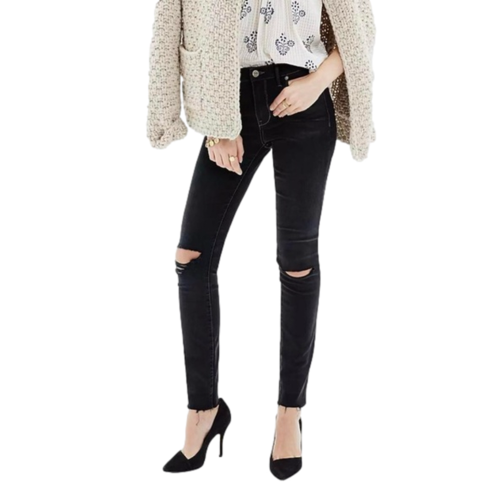 Madewell 9" Curvy High-Rise Skinny Jeans in Black Sea - Size 27